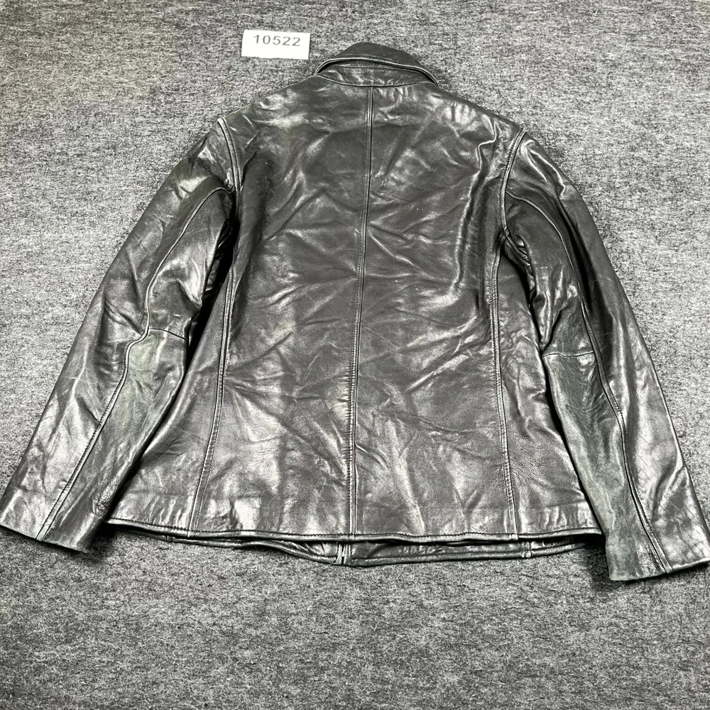 Leather Limited Jacket Mens XL Black Genuine Leather Lined Collared Full Zip